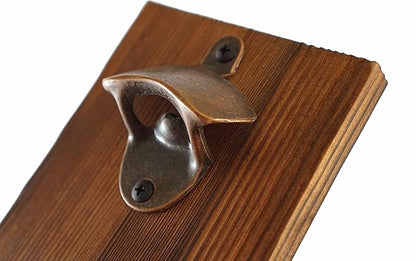 “Beer O’ Clock” Rustic Wall Mounted Bottle Opener and Catcher - Dark Stain Pine with Zinc Alloy Opener - Removable Wooden Bucket - Man (or Woman) Cave Ready - Image 4