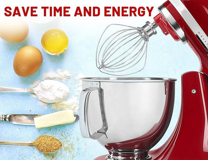 K45WW 6 Wire Whip for 4.5 5 QT KitchenAid Tilt-Head Stand Mixer，Whisk Attachment Fits Kitchen Aid, Compatible with Kitchen Aid Accessories K45,K45SS,KSM90,KSM110,KSM150 (Dishwasher Safe)
