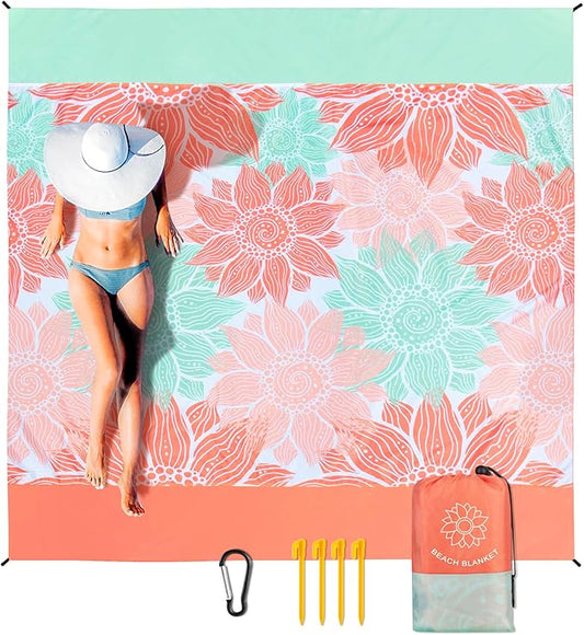 HIHOHO Beach Blanket Waterproof Sandproof Extra Large Beach Mat 79" X 83"/120"x108"for 1-8 Adults Quick Drying Durable Outdoor Picnic Mat for Beach Travel Camping Hiking