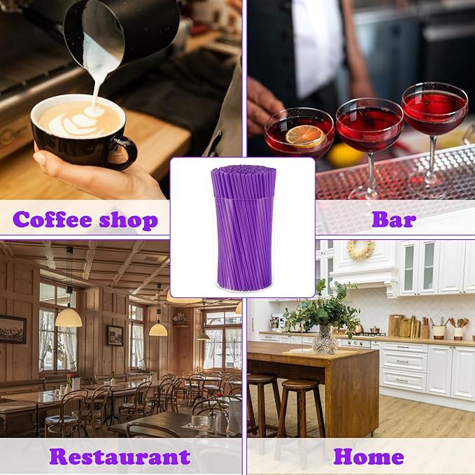 500 Pcs Neon Purple Acrylic Coffee Stirrers Set - Holder, Stir Straws for Milk, Cocktail Drinks - Home, Kitchen, Party Supplies - Image 4