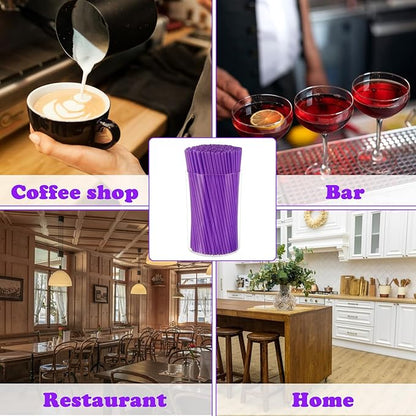 500 Pcs Neon Purple Acrylic Coffee Stirrers Set - Holder, Stir Straws for Milk, Cocktail Drinks - Home, Kitchen, Party Supplies - Image 4