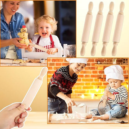 16 Pcs 8 Inch Mini Wooden Rolling Pins Small Wood Rolling Pin Wooden Roller for Girls and Boys Kitchen Baking Pastry Cake Cookie Chef Role-playing Game - Image 6