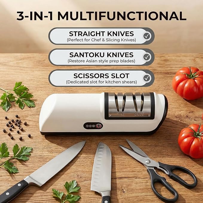 Professional Kitchen Knife Sharpener, Cordless Electric 2-Stage Precision System (Fine & Ultra-Fine), USB Rechargeable Tool-Grade Design for Kitchen Knives & Scissors, Quiet, Safe to Use - Image 3