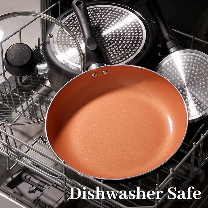 BECIGAR 8pcs Gold Ceramic Pots and Pans Set, Cooking Pan Set,Cooking Pot Set Ceramic Pan Set, Nonstick Cookware Set, Induction Safe Kitchen Cooking Set with Frying Pans, Saucepans, shovel and Ladle - Image 7