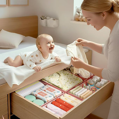 DIMJ Drawer Organizer Clothes - 18 Pack Closet Drawer Organizer Bins for Baby Clothes Storage, Fabric Dresser Organizer for Nursery Bedroom, Foldable Small Drawer Dividers for Underwear Socks