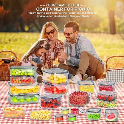 52 PCS Food Storage Containers with Lids Airtight (26 Containers & 26 Lids), Plastic Storage Meal Prep Container-Stackable 100% Leakproof & BPA-Free Organization and Storage Set, Lunch Containers - Image 7