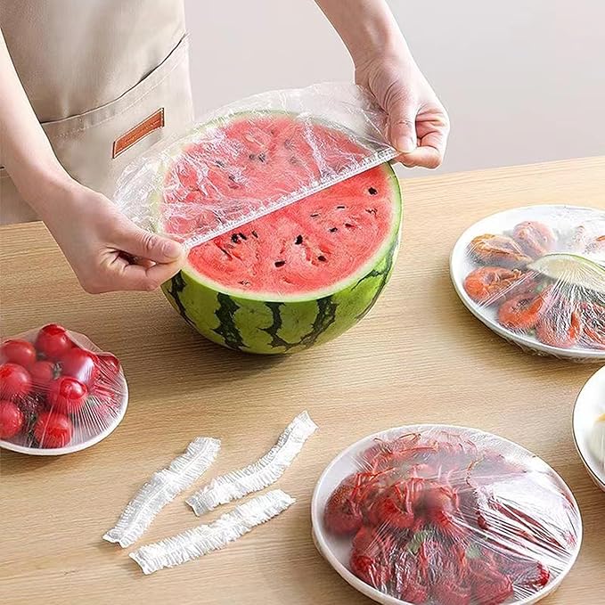 300pcs Reusable Elastic Food Covers - Universal Stretchable Clear Adjustable Plastic Plate & Bowl Covers, Outdoor Fresh Keeping Bags, Kitchen Baking Picnic and Food Storage Bread Proofing Cover. - Image 5