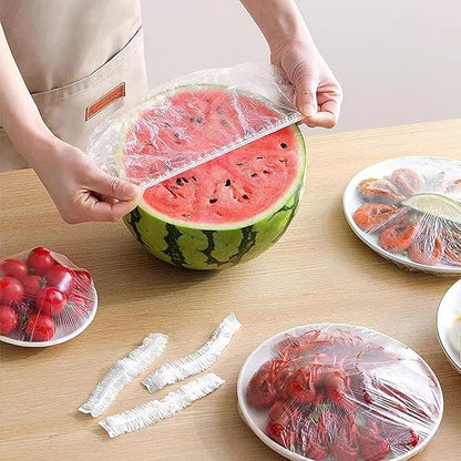 300pcs Reusable Elastic Food Covers - Universal Stretchable Clear Adjustable Plastic Plate & Bowl Covers, Outdoor Fresh Keeping Bags, Kitchen Baking Picnic and Food Storage Bread Proofing Cover. - Image 5