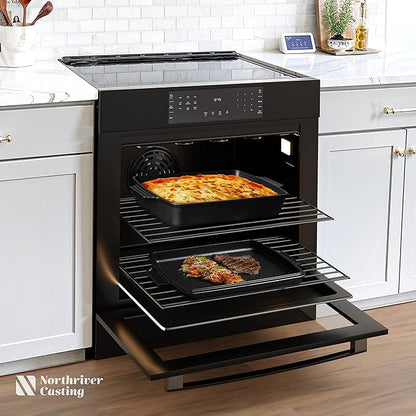 Northriver Casting 2-In-1 Pre Seasoned Cast Iron Dutch Oven With Skillet Lid,Casserole Dish,Rectangular Baking Pan,Griddle Pot Set, 6QT, 9"x13" - Image 6