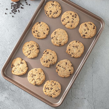 HAPPIELS Nonstick Baking Sheet Set of 2 | PFOA & BPA Free Non Toxic Carbon Steel Cookie Sheets | Best Non Stick Oven Cooking Pans & Half Sheet Pan | Best Nontoxic Baking Trays 18 Inch