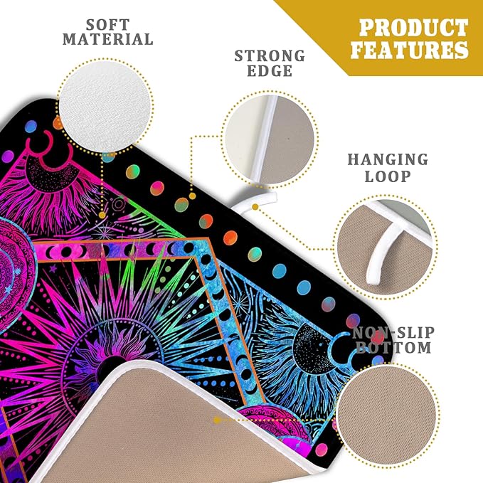 Purple Absorbent Dish Drying Mat Sun and Moon Microfiber Drying Pad for Kitchen Counter Decor Small - Image 4