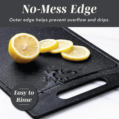 COOK WITH COLOR Non-Slip Cutting Board Set – Kitchen Essentials with Easy Grip Handle for Meat, Veggies, and Fruits, 3 Cutting Boards, Black/White - Image 4