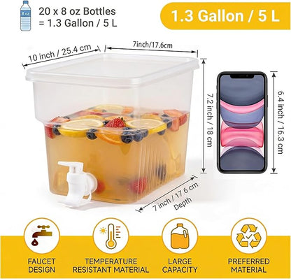 BEWBBAT 2 Pack 1.3 Gallon Fridge Drink Dispenser with Spigot, Leak-proof Plastic Beverage Drink Dispenser Refrigerator Iced Juice Lemonade Dispenser For Party, Bar - Image 3