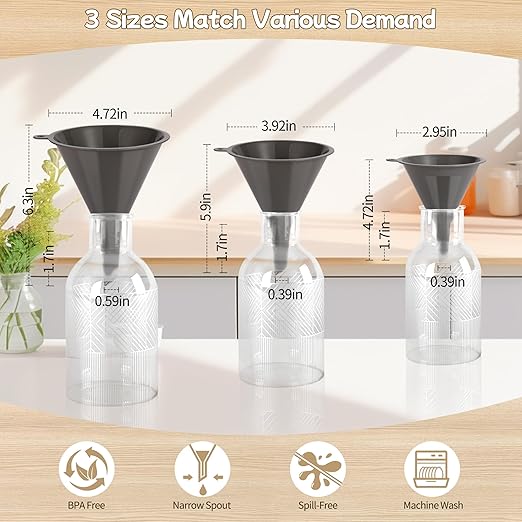 Plastic Kitchen Funnel Set of 3 with Clean Brush, BPA Free Round Food Funnels for Kitchen Use, Multifunctional Funnels for Filling Canning&Bottles, Suitable for Cooking, Lab and Automotive Use - Image 2