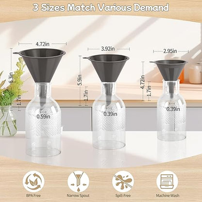 Plastic Kitchen Funnel Set of 3 with Clean Brush, BPA Free Round Food Funnels for Kitchen Use, Multifunctional Funnels for Filling Canning&Bottles, Suitable for Cooking, Lab and Automotive Use - Image 2