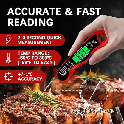 Meat Thermometer Digital，IP67 Waterproof Cooking Thermometer with Backlight, Calibration & Hold Function，Food Thermometer for Cooking,Outdoor Grilling - Image 2