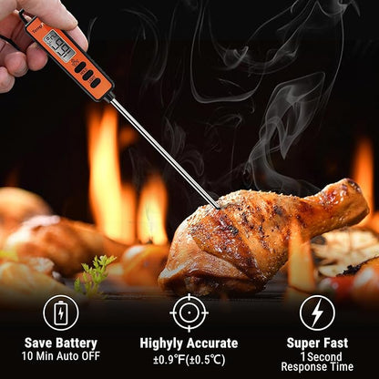TempPro TP01A (2 Pack) Digital Meat Thermometer for Cooking Liquid Deep Frying Oil Candy, Kitchen Food Instant Read Thermometer with Super Long Probe, Backlit, Lock Function (Previously ThermoPro)