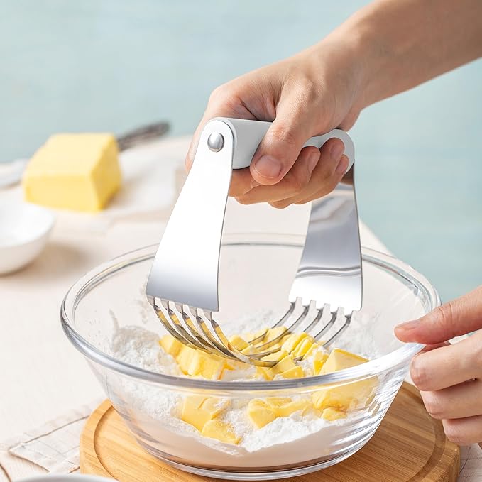 Spring Chef Professional White Dough Blender For Baking, Dough Cutter Tool, Stainless Steel Puff Pastry Cutter Tool with Sharp Blades, Dishwasher Safe Pastry Blender for Easy Mixing - Large Size - Image 9