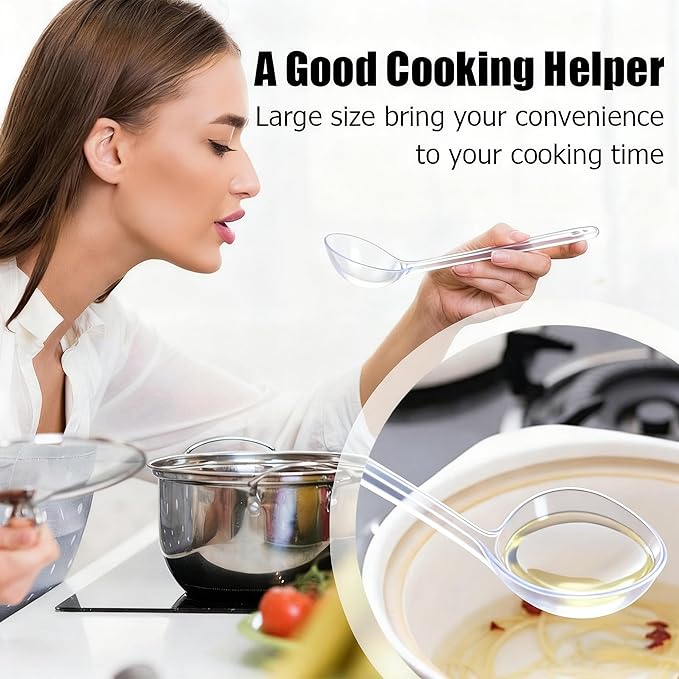 Large Plastic Serving Spoons,Disposable Heavy Duty Serving Spoons,Long Handle Scoop Soup Rice Ladle for Party Catering Buffet Restaurant,20 Pieces (Clear) - Image 4