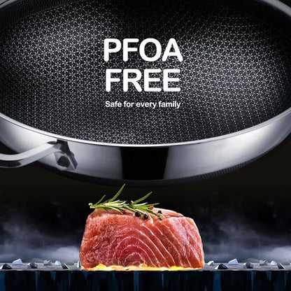 DOTCLAD Wok pan,Hybrid 12 inch Wok with Lid, PFOA Free Cookware,non stick Stainless Steel Woks & Stir-fry pans Nonstick, Dishwasher and Oven Safe, Works on Induction