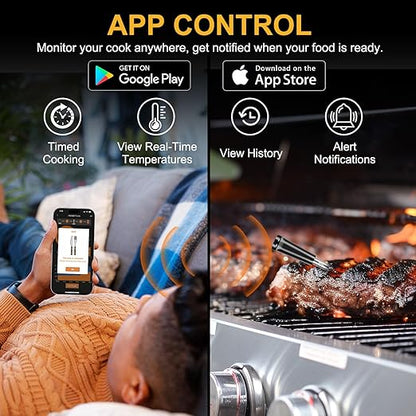 EIHO Wireless Bluetooth Meat Thermometer with 2 Ultra-Thin Probes, Smart Digital Food Thermometer 600FT Remote Range, Standalone Smart Base for Grill Smoker Roast Oven, Cooking Gifts - Image 6