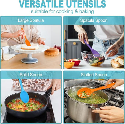 TeamFar Silicone Kitchen Utensils, 7-Piece Kitchen Cooking Utensil Set with Turner Spoon Spatula Ladle, Perfect for Baking Cooking Mixing, Heat-Resistant & Non-Toxic, Dishwasher Safe & Multi Colored - Image 6