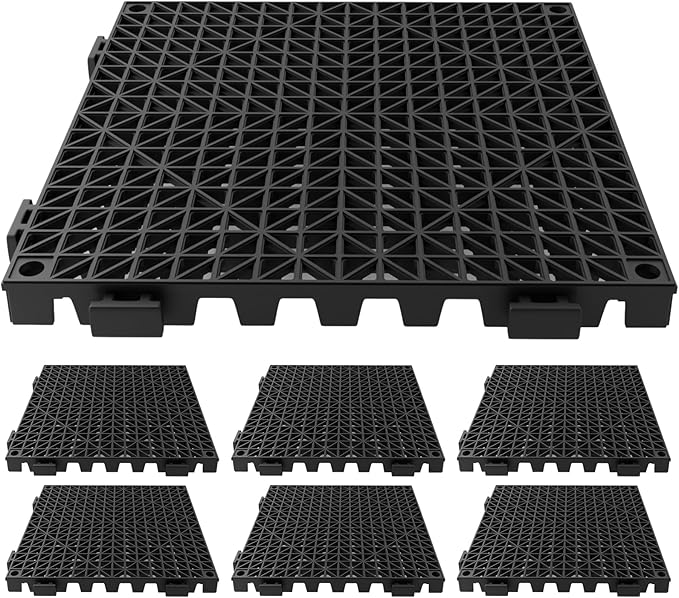 Tioncy 6 Pcs Bar Countertop Supplies Interlocking Mats 12 x 12 Inch Rubber Black Shelf Liners Bar Drying Coffee Non Slip Spills Mats for Bartending Home Cocktail Bars Restaurants by Tioncy