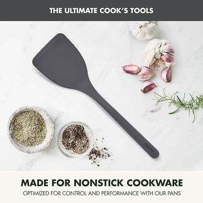 GreenPan Silicone Solid Turner Spatula, Flipping Cooking Kitchen Utensil, Flexible Rubber Nonstick Cookware, Rigid Steel Core, Heat-Resistant, Anti-Slip Handle, BPA-Free, Dishwasher Safe, Gray - Image 2