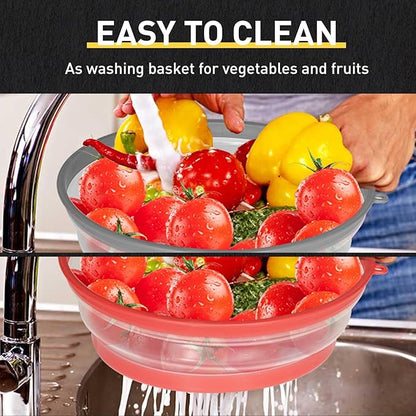 CasaCulina 2 Pack Collapsible Microwave Splatter Cover, Vented Microwave Lid with Hook Hole, Splatter Guard for Plate Dish Bowl, Vegetable Fruit Colander Multi-function Kitchen Gadget(Grey & Red) - Image 6