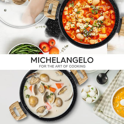 MICHELANGELO 4.3 Quart Nonstick Soup Pot with Lid, Non-Toxic Granite Coating, Induction Compatible, Non Stick Pot for Cooking with Stay-cool Handles, Black - Image 7