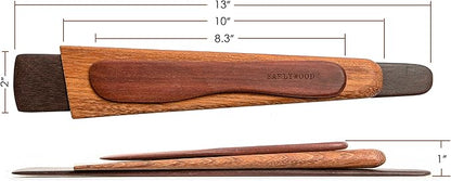 3-Piece Wooden Kitchen Cooking Utensil Set - Comes w/a Thin Wood Spatula Flipper, Cast Iron Scraper, Stirrer and Butter Turner/Cheese Spreader - Wooden Utensils Set - Made in USA-EJB