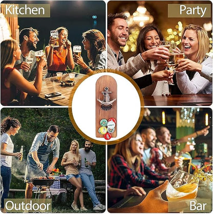 Beer Bottle Opener Wall Mounted with Magnetic Cap Catcher,Wooden Magnetic Bottle Opener for Fridge,Vintage Beer Gifts for Men, Man Cave Decor,Gifts for Men and Beer Lovers(Style 2)