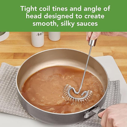 Tovolo Spiral Whisk Stainless Steel 10” Sauce and Gravy Whisk for Cooking Blending Mixing Stirring Whipping Whisking and Egg Beating, Easy to Clean Dishwasher Safe Kitchen Flat Bottom Coil Whisker