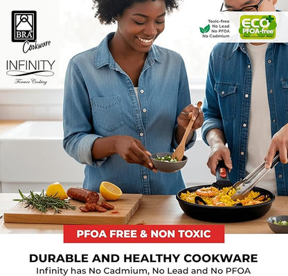 BRA COOKWARE Infinity Nonstick Frying Pan | 10.2-Inch Cast Aluminum Skillet | PFOA/PFAS Free Fry Pan | Removable Handle | All Cooktops (incl Induction) Searing Skillet | Oven Safe up to 425°F