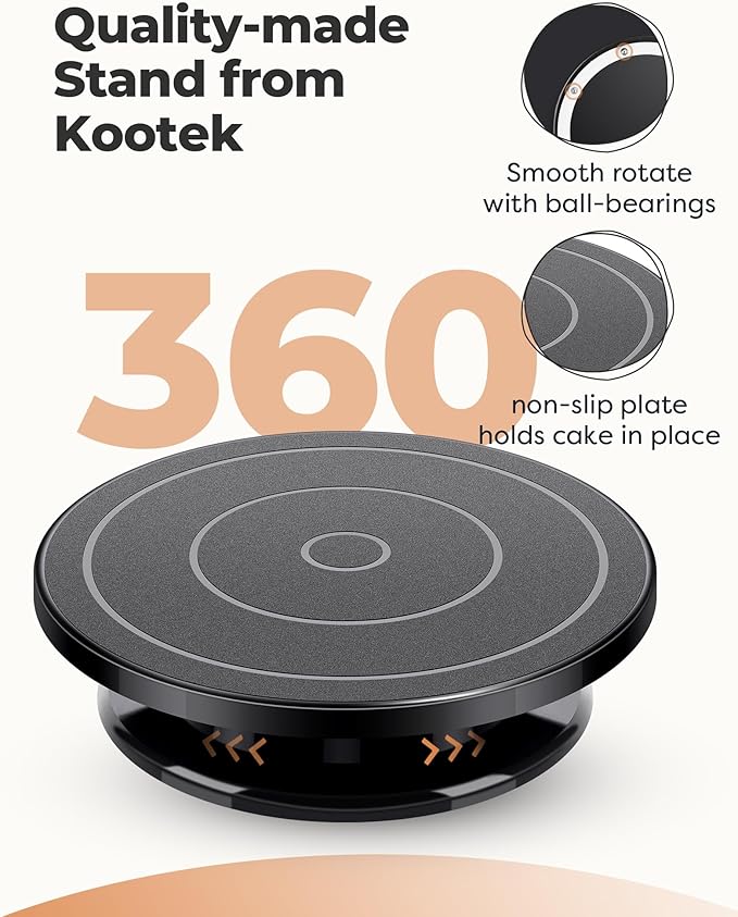 Kootek 71PCs Cake Decorating Kit, Baking Supplies Tools - Includes Cake Stand Turntable, 12 Icing Piping Tips Set, 2 Frosting Spatulas, 3 Scrapers, 50+2 Piping Bags, Coupler, Video Tutorial, Booklet - Image 3