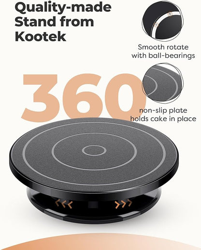 Kootek 71PCs Cake Decorating Kit, Baking Supplies Tools - Includes Cake Stand Turntable, 12 Icing Piping Tips Set, 2 Frosting Spatulas, 3 Scrapers, 50+2 Piping Bags, Coupler, Video Tutorial, Booklet - Image 3