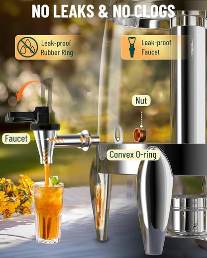 WantJoin Beverage Dispenser With Stand - 3.2 Gallon Drink Dispenser With Ice Core & Fuel Holder, Leakproof Spigot, Visible Container, Drink Dispenser For Cold & Hot Drink Parties Gathering Cafeteria - Image 2