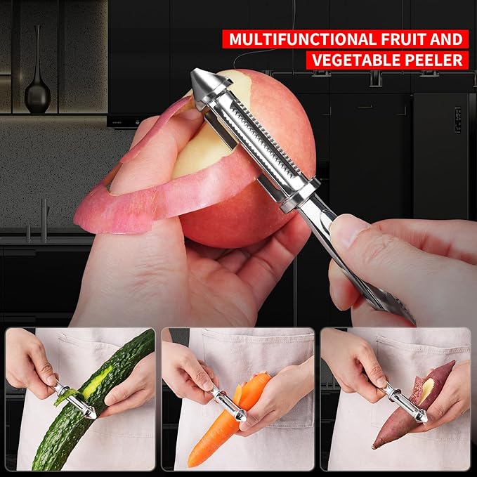 MAD SHARK Ultra Sharp Vegetable Peelers for Kitchen Fruit Apple Potato Peelers,Design with Ergonomic Non-Slip Handle, Y+I Shaped Stainless Steel Serrated(2pc） - Image 4