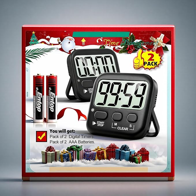 Antonki 2 Pack Digital Timer for Kids, Magnetic Countdown Kitchen Timers for Cooking, Egg, Classroom, Teacher, Exercise, Study, Oven - Battery Included - Image 9