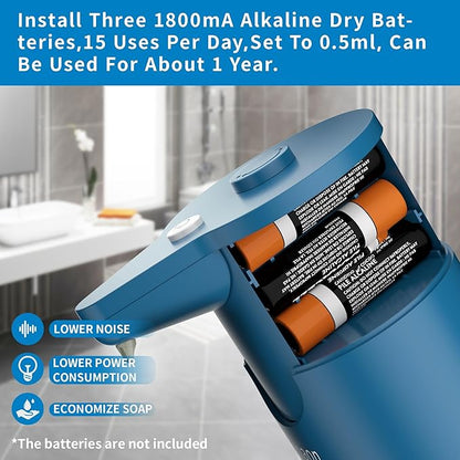 Automatic Soap Dispenser Touchless, Hands-Free, Multi Adjustable Volume, Long Battery Life, Compatible with Thick & Thin Dish/Hand Soap for Bathroom and Kitchen, Easy for Toddlers, Blue - Image 6