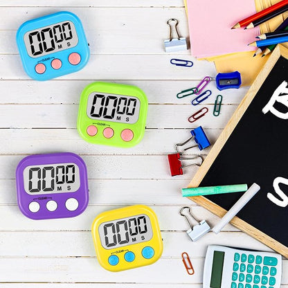 Digital Timer for Kids Teacher Supplies Classroom Timer for Study Learning Management Kitchen Work Exercise-4Pack Blue Green Yellow Purple - Image 2