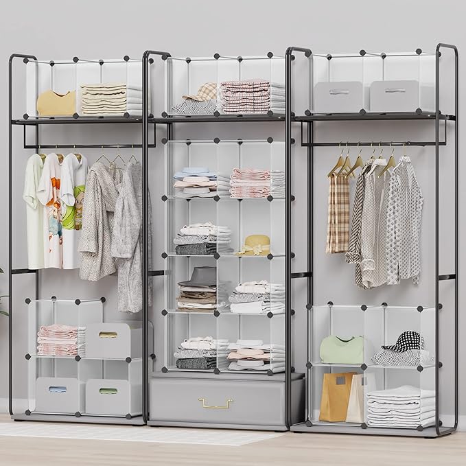 HOMIDEC Closet Organizers and Storage, 9 Cube Storage Organizer, Portable Closet Organizer Storage Cubes Shelves for Clothes, Bedroom, Wardrobe, Kids Room, Bathroom, Transparent - Image 4