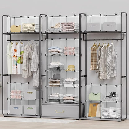 HOMIDEC Closet Organizers and Storage, 9 Cube Storage Organizer, Portable Closet Organizer Storage Cubes Shelves for Clothes, Bedroom, Wardrobe, Kids Room, Bathroom, Transparent - Image 4