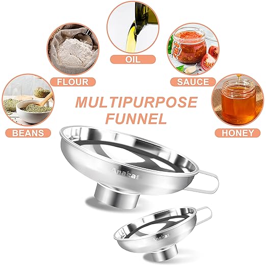 Anaeat Stainless Steel Canning Funnel with Handle for Wide and Regular Jars & Canning Jars, Wide-Mouth Funnels Excellent for Transferring Liquid and Dry Ingredients, Large Solids, Beans & Jams (5.5") - Image 7