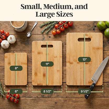 Totally Bamboo 3-Piece Cutting Board Set, Bamboo Wood Cutting Boards for Kitchen with Built-In Handles, Reversible Chopping Boards in Small, Medium, and Large Sizes - Image 3