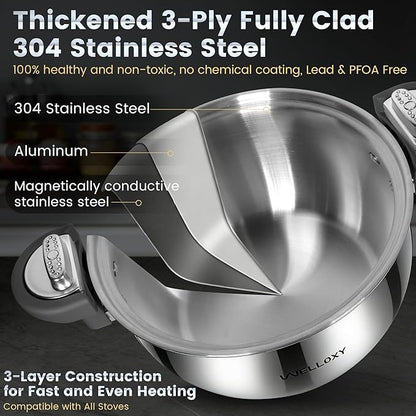 WELLOXY Stainless Steel Pot with Tight-Fitting Lid for Faster Cooking - 7.5 Qt Heavy-Duty Stock Pots for Stew Soup Pasta Gumbo with Stay-Cool Handles, Non-toxic Healthy Induction Cookware for Kitchen - Image 5