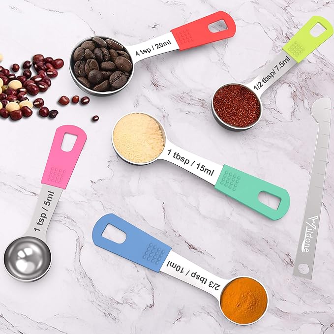 Wildone Measuring Cups & Spoons Set of 18 - Includes 8 Stainless Steel Nesting Measuring Cups, 9 Measuring Spoons, 1 Leveler, Ideal for Dry and Liquid Ingredients - Image 7