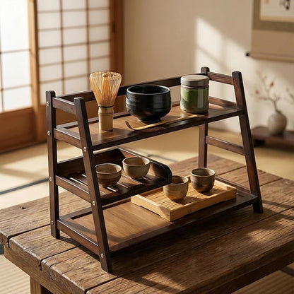 3 Tier Bamboo Matcha Station, coffee station organizer Shelf with Drawer for Kitchen Countertop, Tea Bar - Matcha Powder, Tools & Cup Organizer for Matcha Lovers, Home Baristas. by Unknown