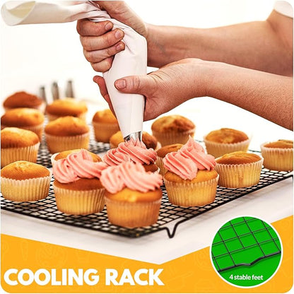 2 PCS Cooling Racks for Cooking and Baking, 14.8x10 Inches Stainless Steel Cooling Rack, Sheet Pan with Wire Rack for Baking Sheet, Bacon Rack Oven Safe Fits Jelly Roll Sheet Pan - Image 7