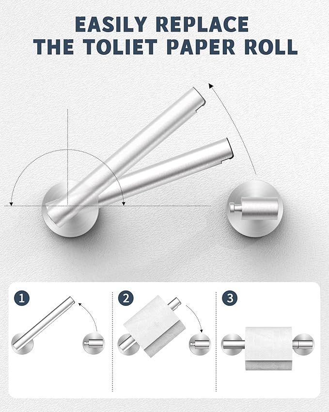 RARXTR Bathroom Toilet Paper Holder Wall Mount SUS304 Stainless Steel Double Post Pivoting Toilet Paper Roll Holder Wall Mounted for Bathroom RV Commercial Toilet Tissue Dispensers, Brushed Nickel
